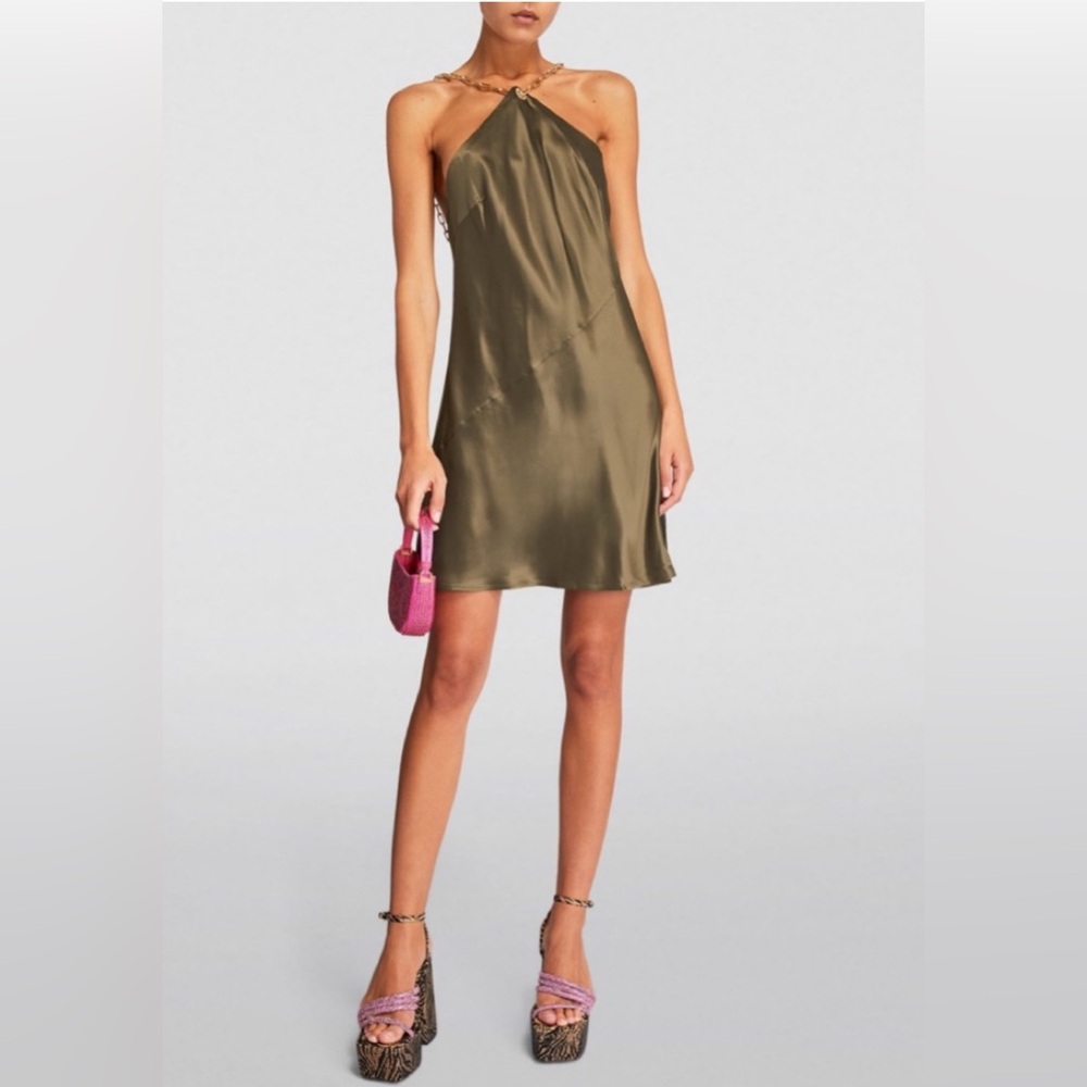 Cult Gaia Minna Dress In Olive, size S